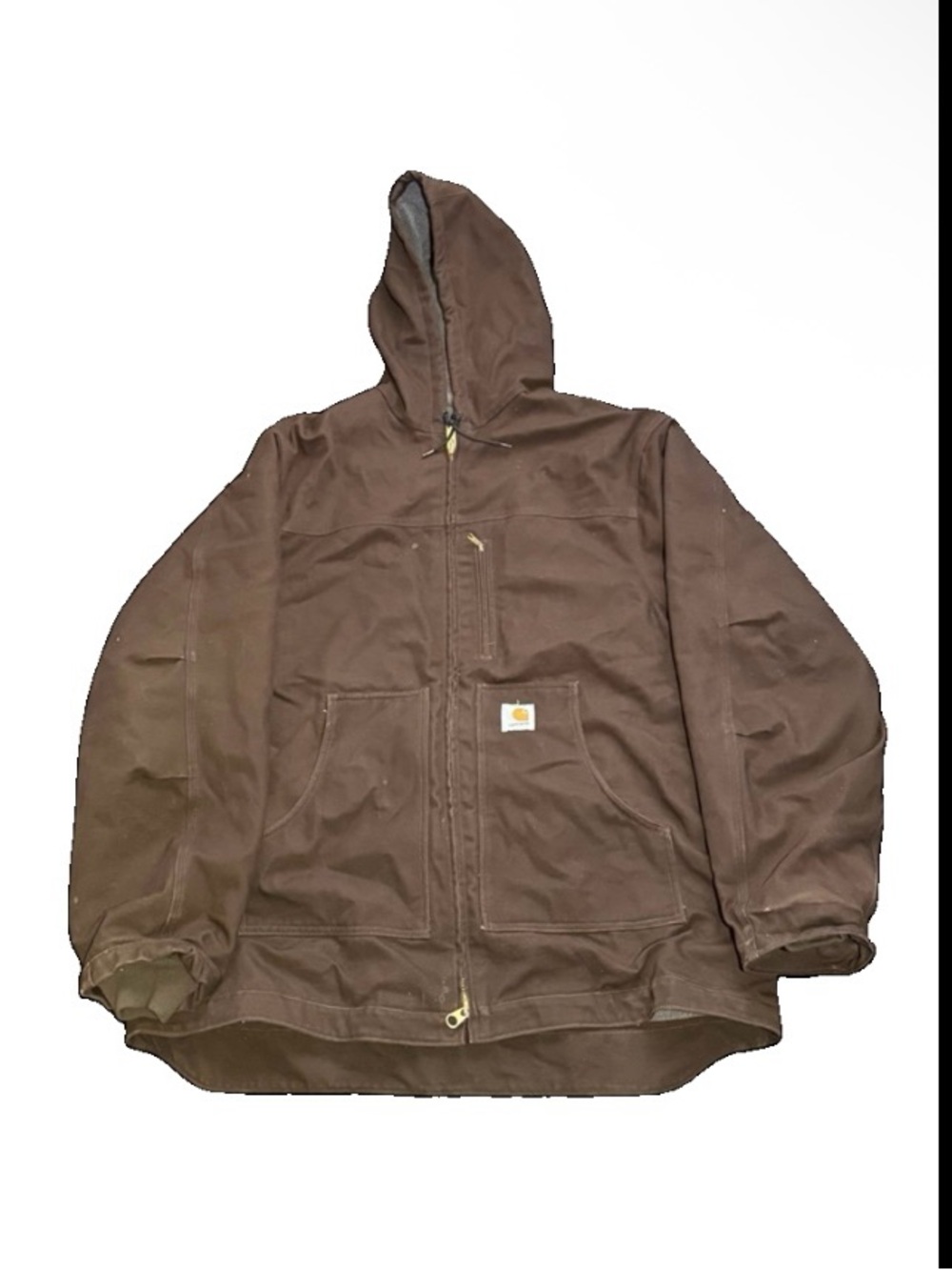 Carhartt C68 DKB Hooded Ridge Coat Fleece Lined Brown Brass Zip Men's 2XL XXL